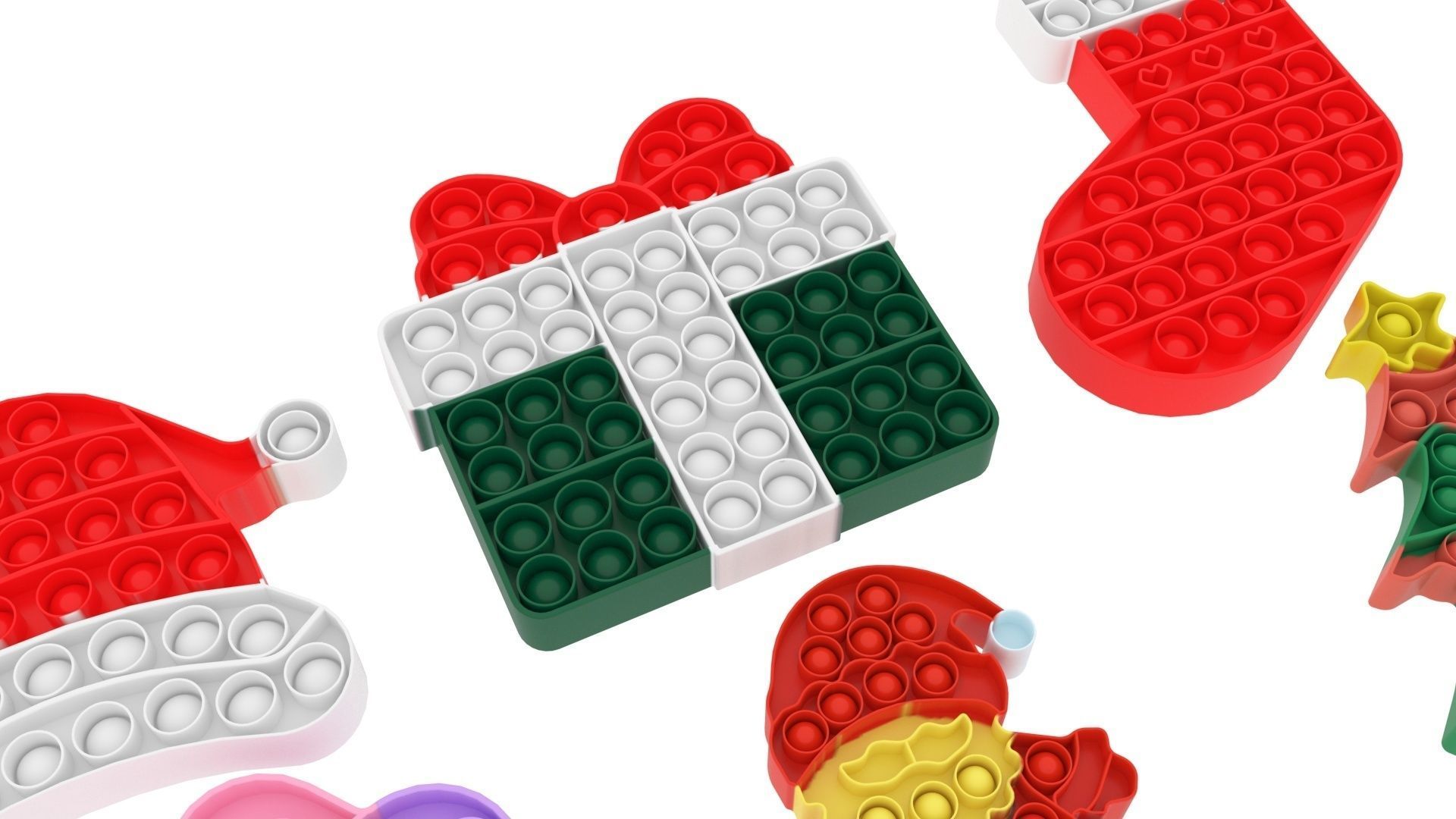 Christmas Pop It Fidget Toys Set 3D model_12