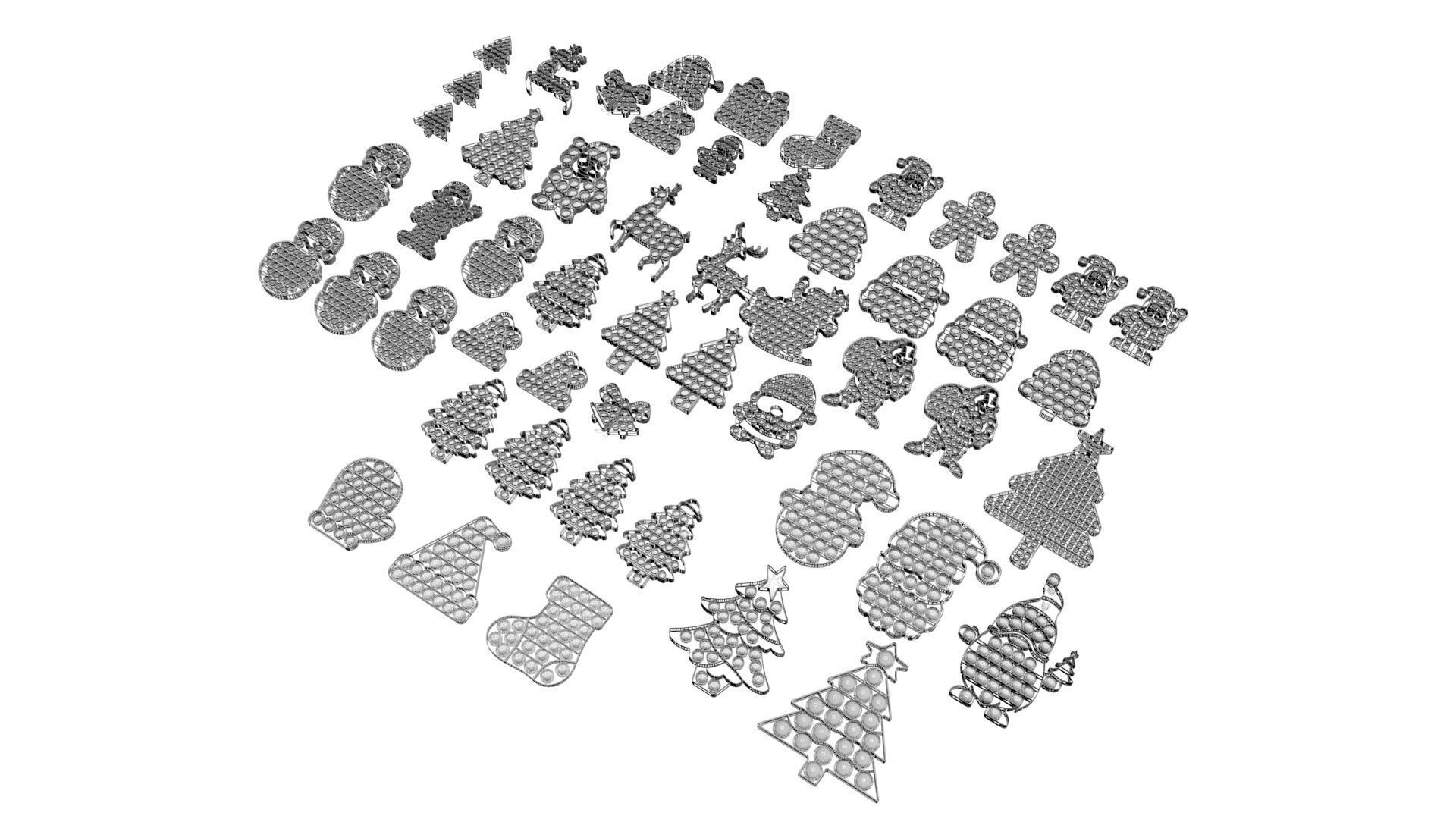 Christmas Pop It Fidget Toys Set 3D model_26