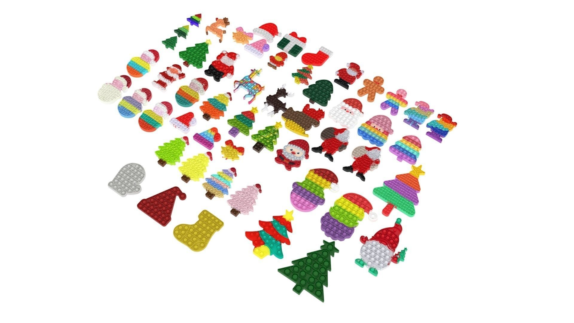 Christmas Pop It Fidget Toys Set 3D model_3