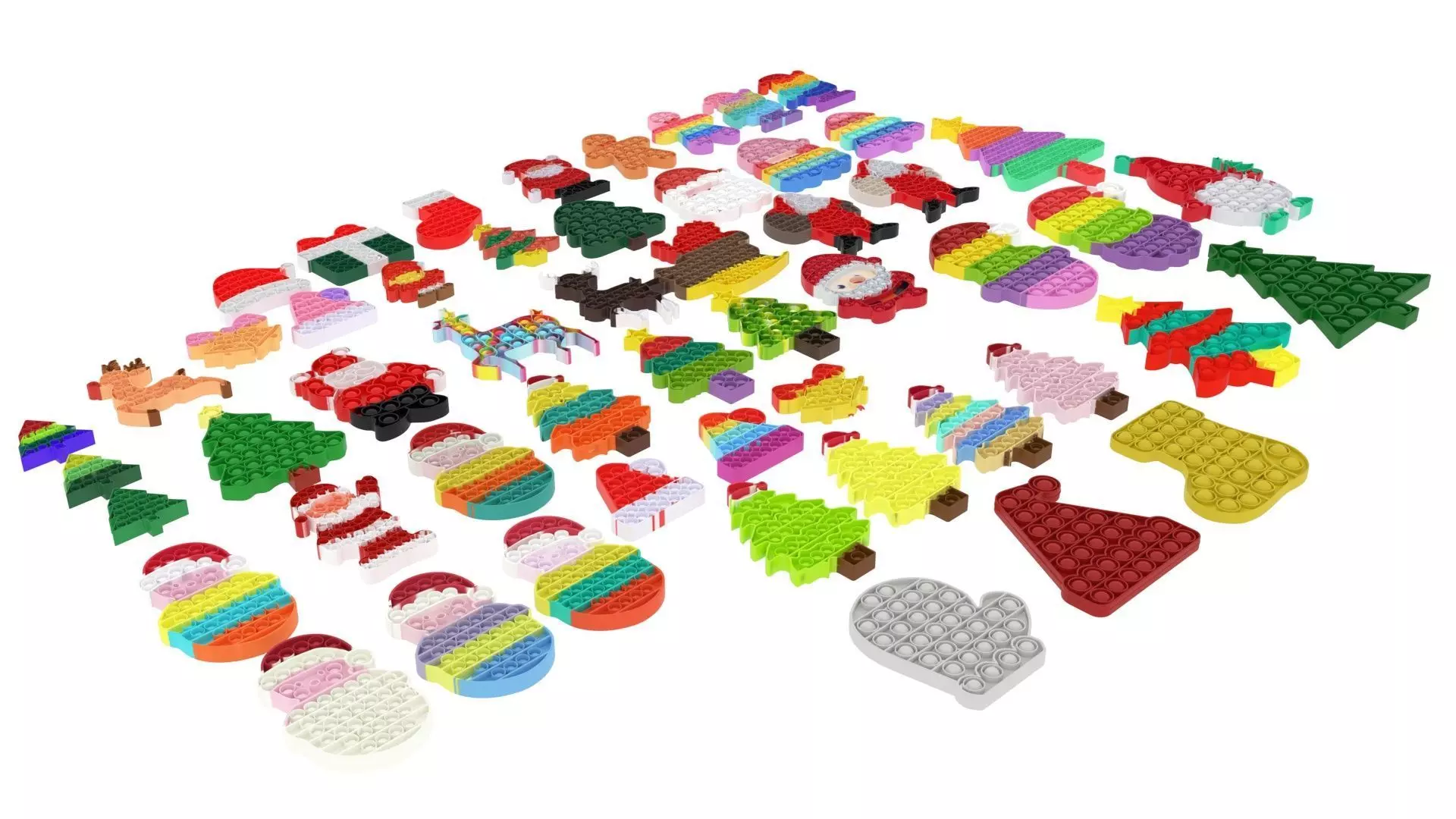 Christmas Pop It Fidget Toys Set 3D model_0