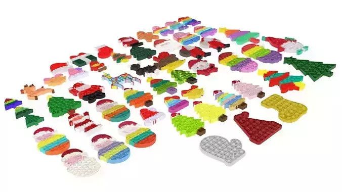Christmas Pop It Fidget Toys Set 3D model