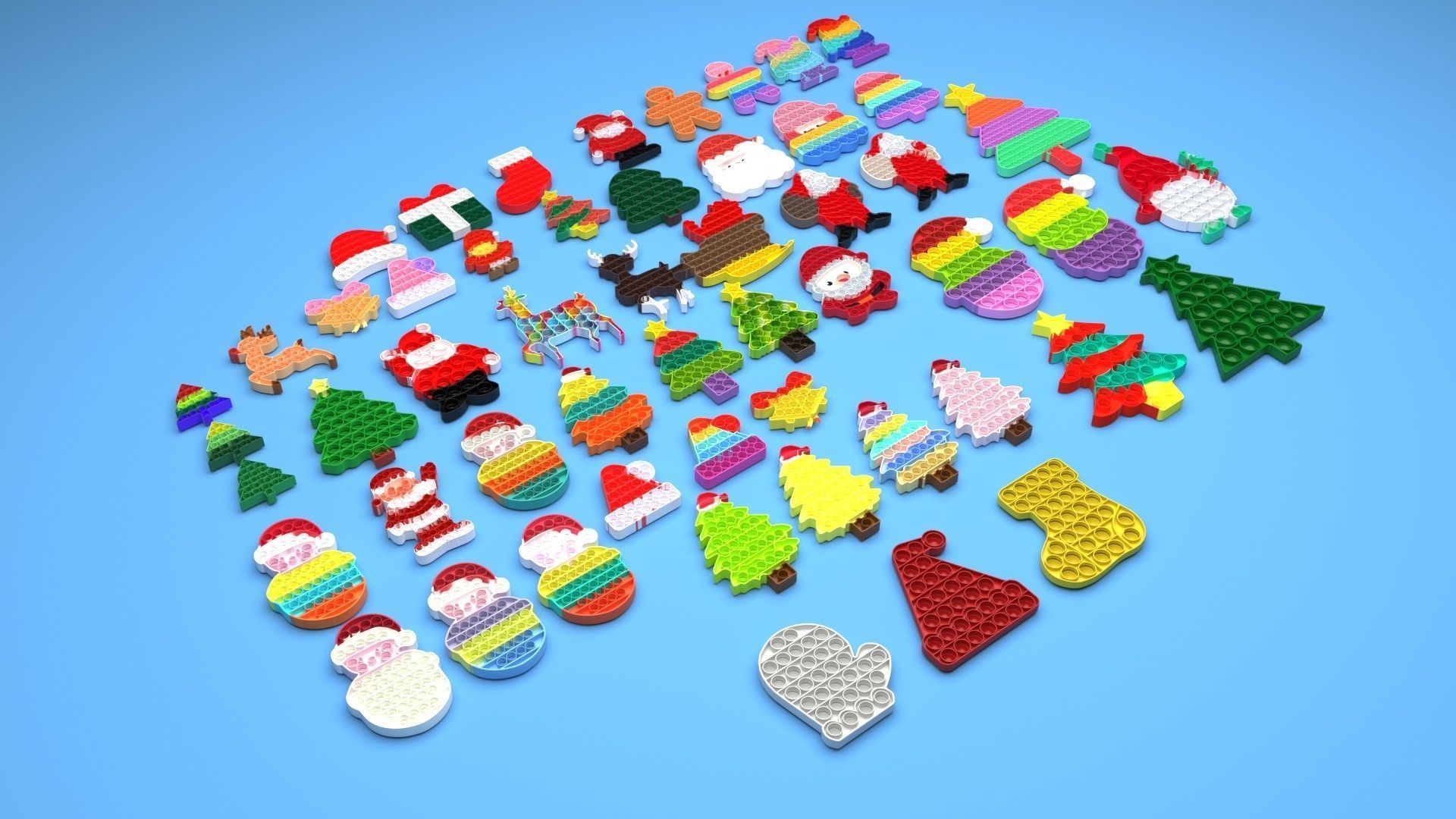 Christmas Pop It Fidget Toys Set 3D model_38