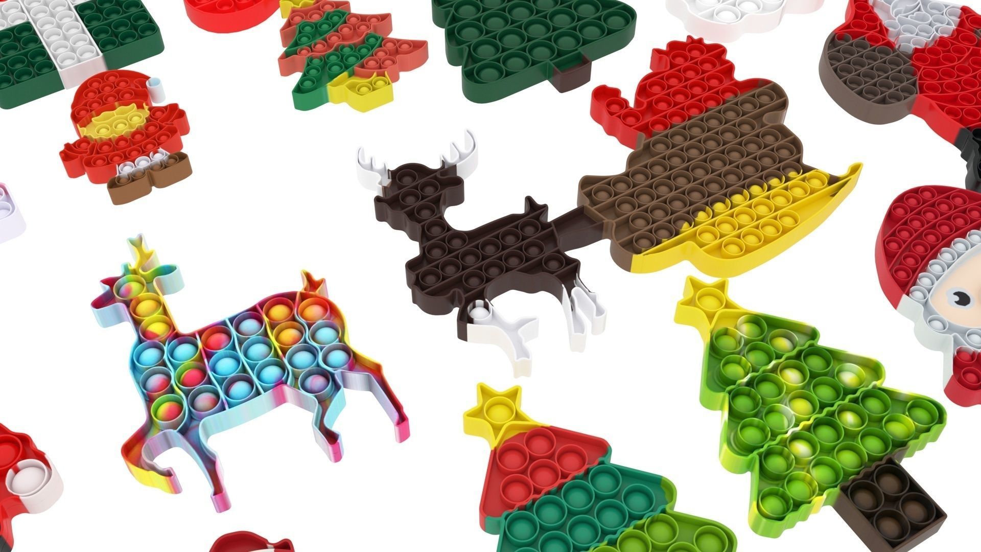 Christmas Pop It Fidget Toys Set 3D model_8