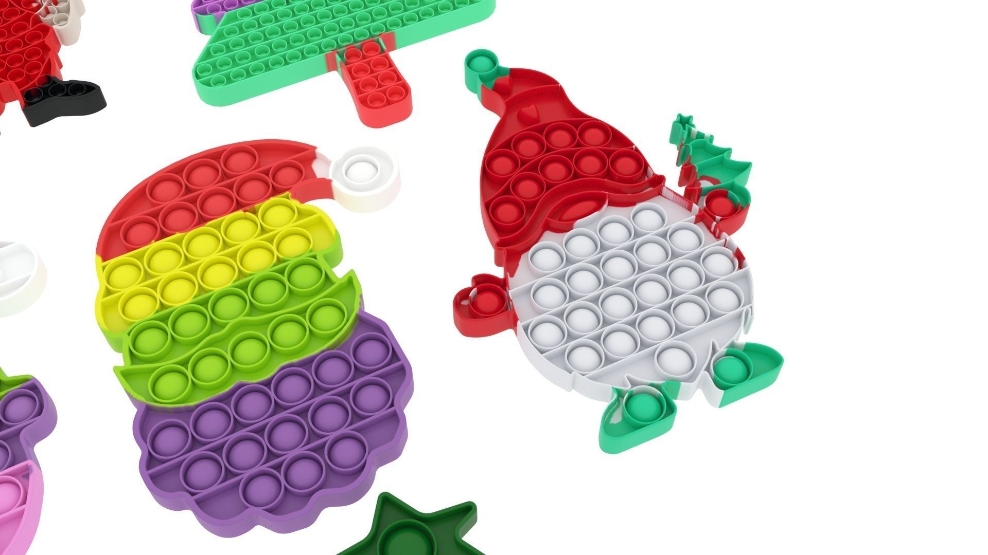 Christmas Pop It Fidget Toys Set 3D model_17