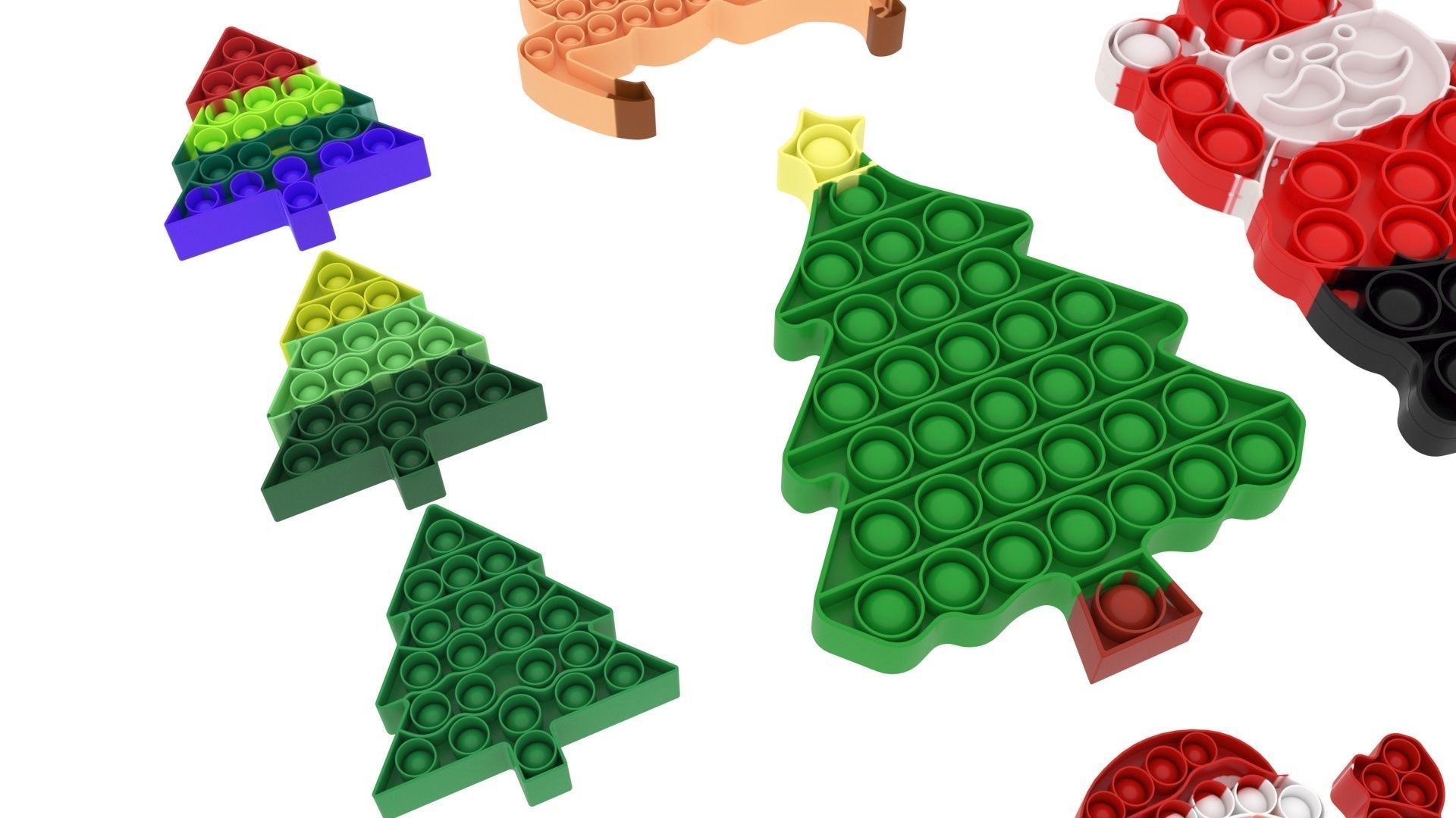 Christmas Pop It Fidget Toys Set 3D model_14