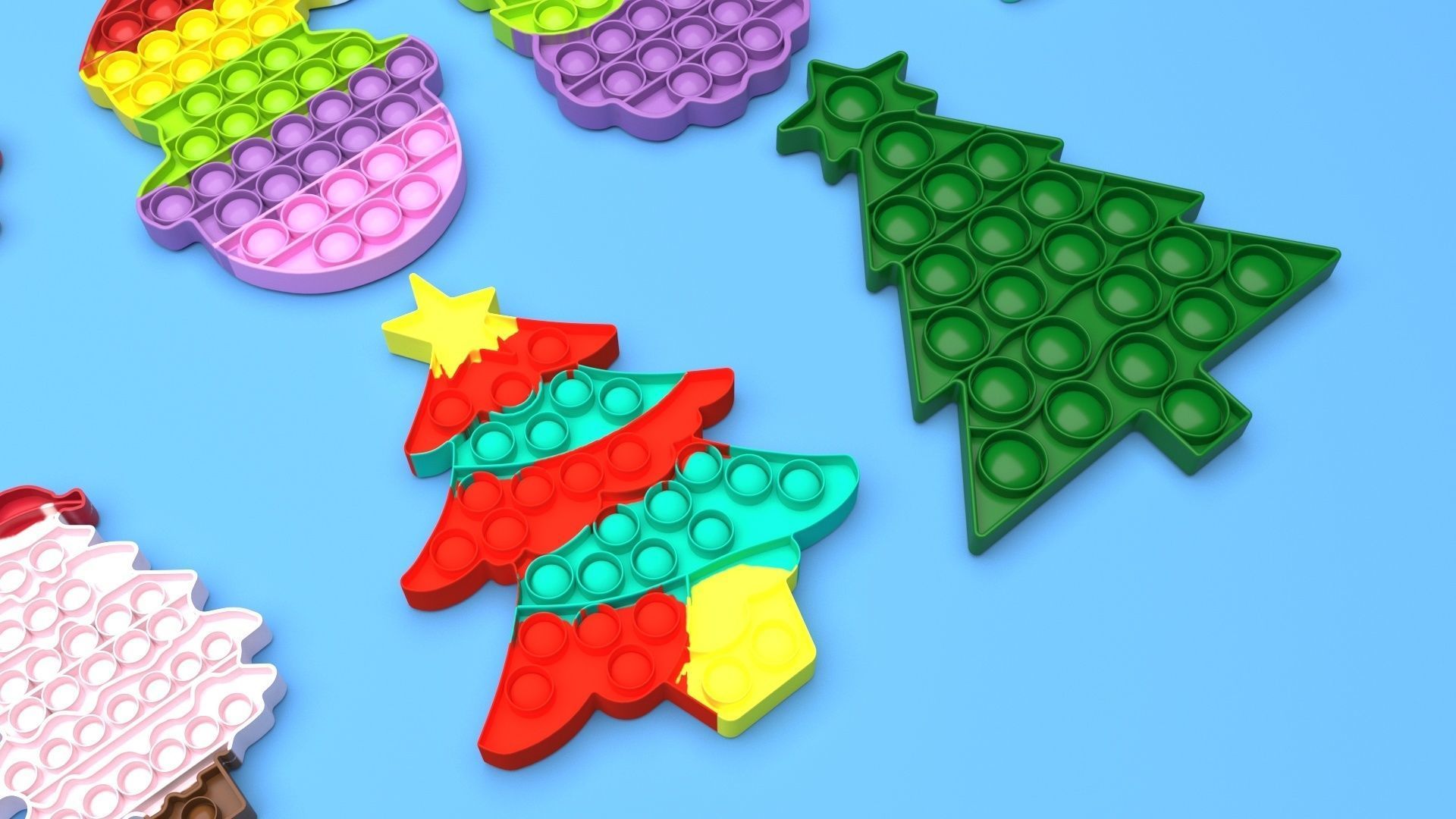 Christmas Pop It Fidget Toys Set 3D model_45