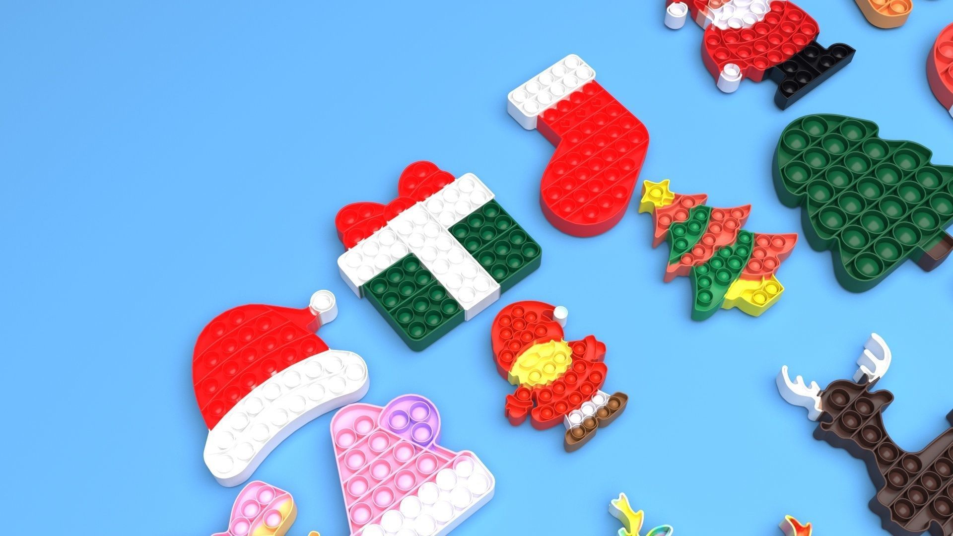 Christmas Pop It Fidget Toys Set 3D model_43