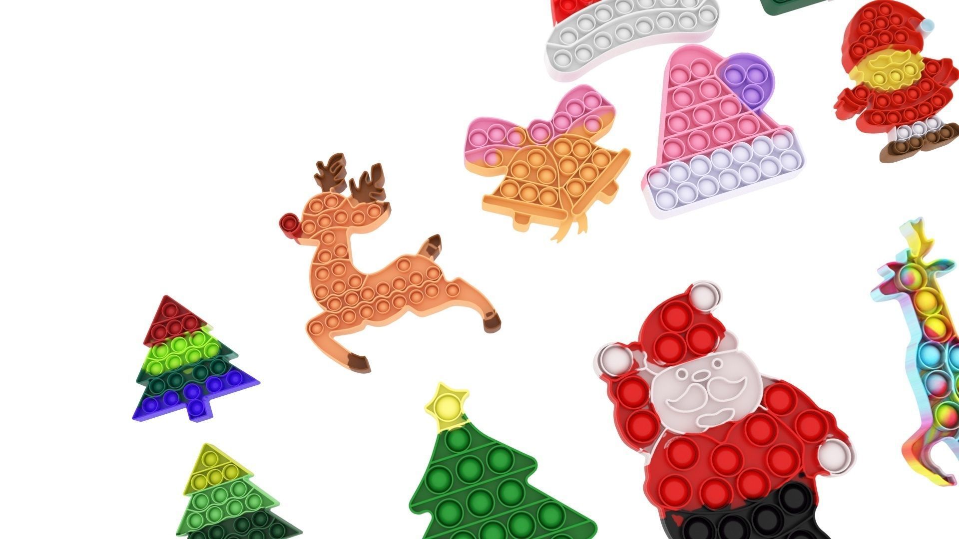 Christmas Pop It Fidget Toys Set 3D model_20