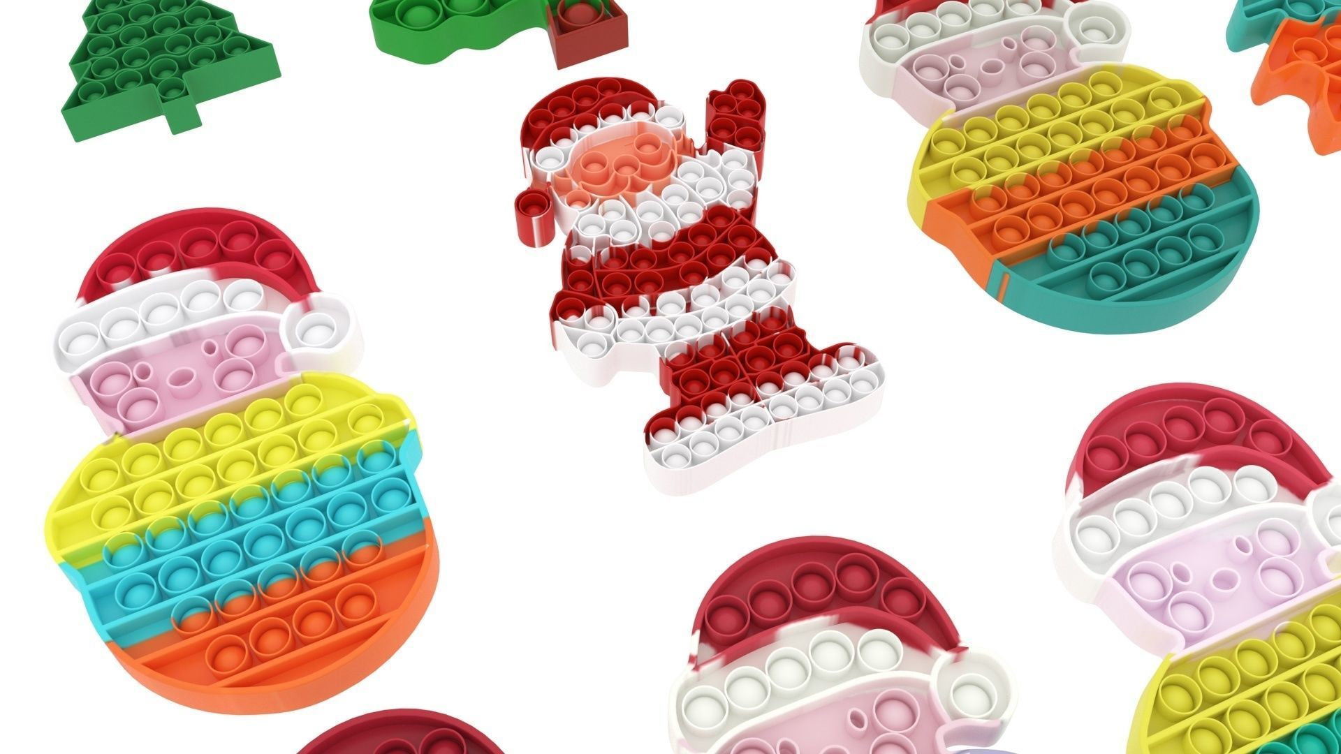 Christmas Pop It Fidget Toys Set 3D model_15