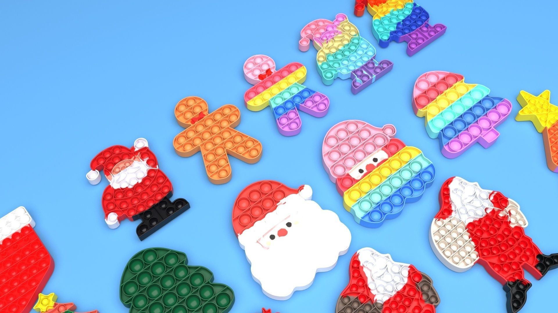 Christmas Pop It Fidget Toys Set 3D model_44