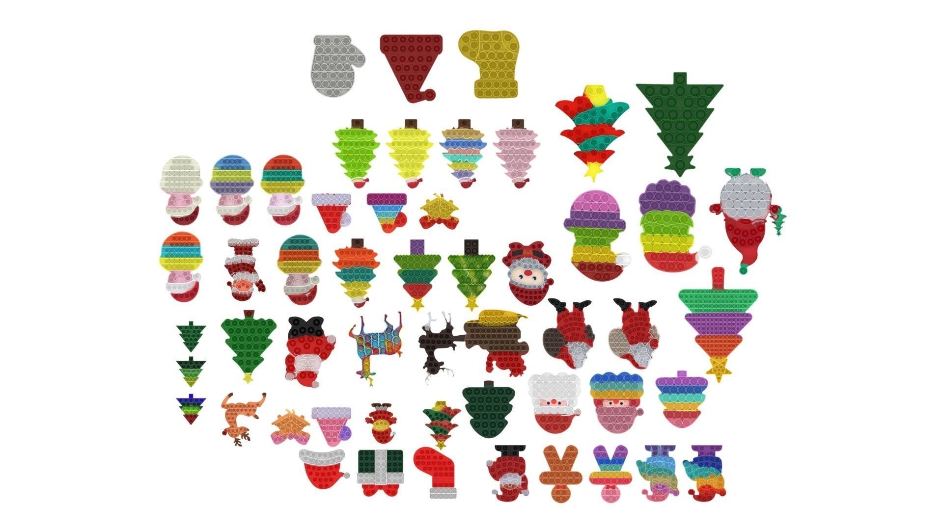 Christmas Pop It Fidget Toys Set 3D model_22