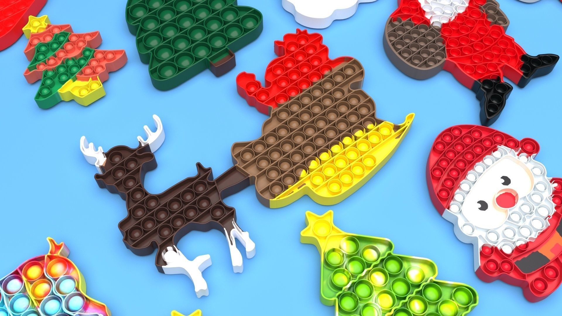 Christmas Pop It Fidget Toys Set 3D model_41