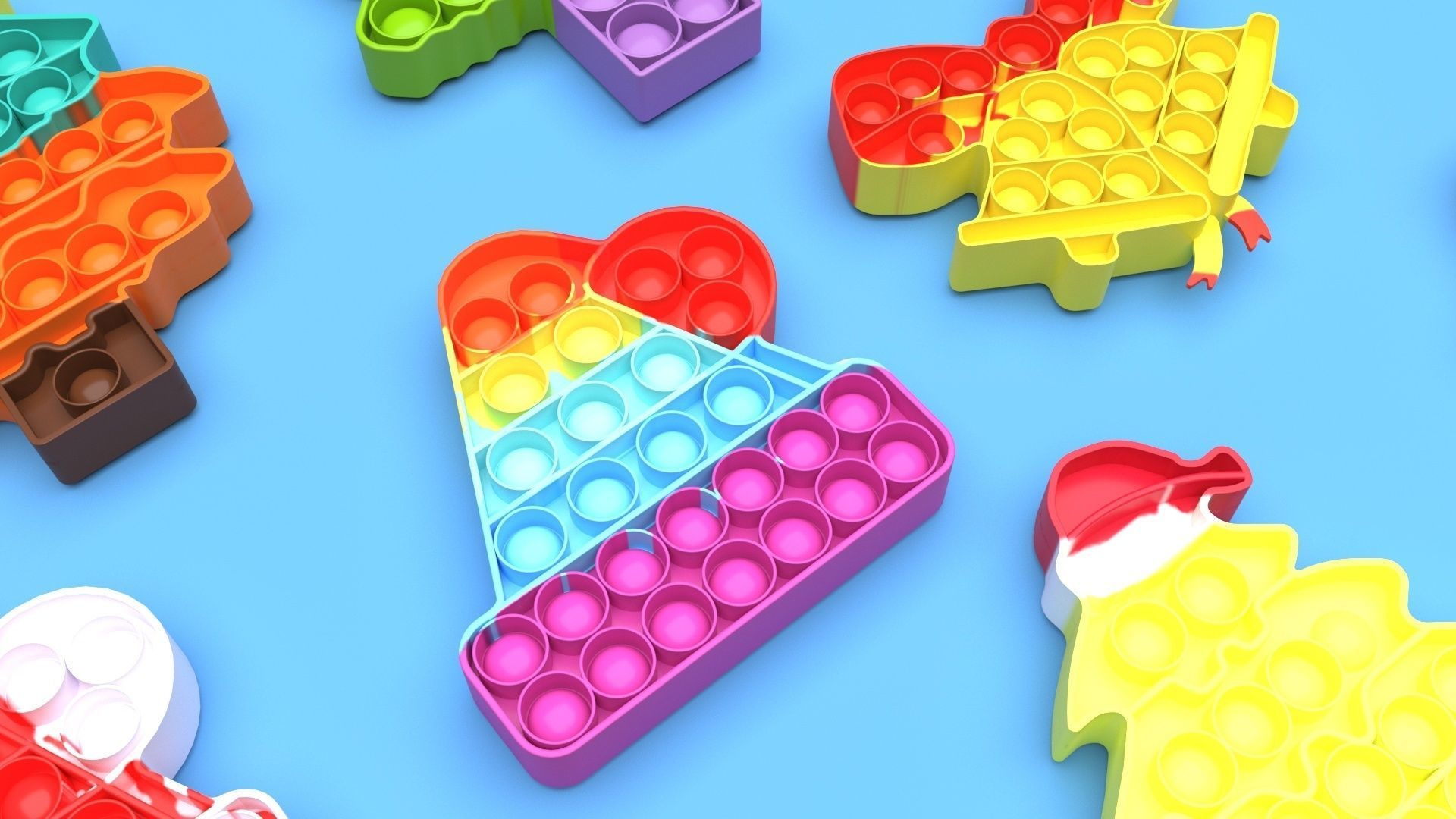 Christmas Pop It Fidget Toys Set 3D model_39