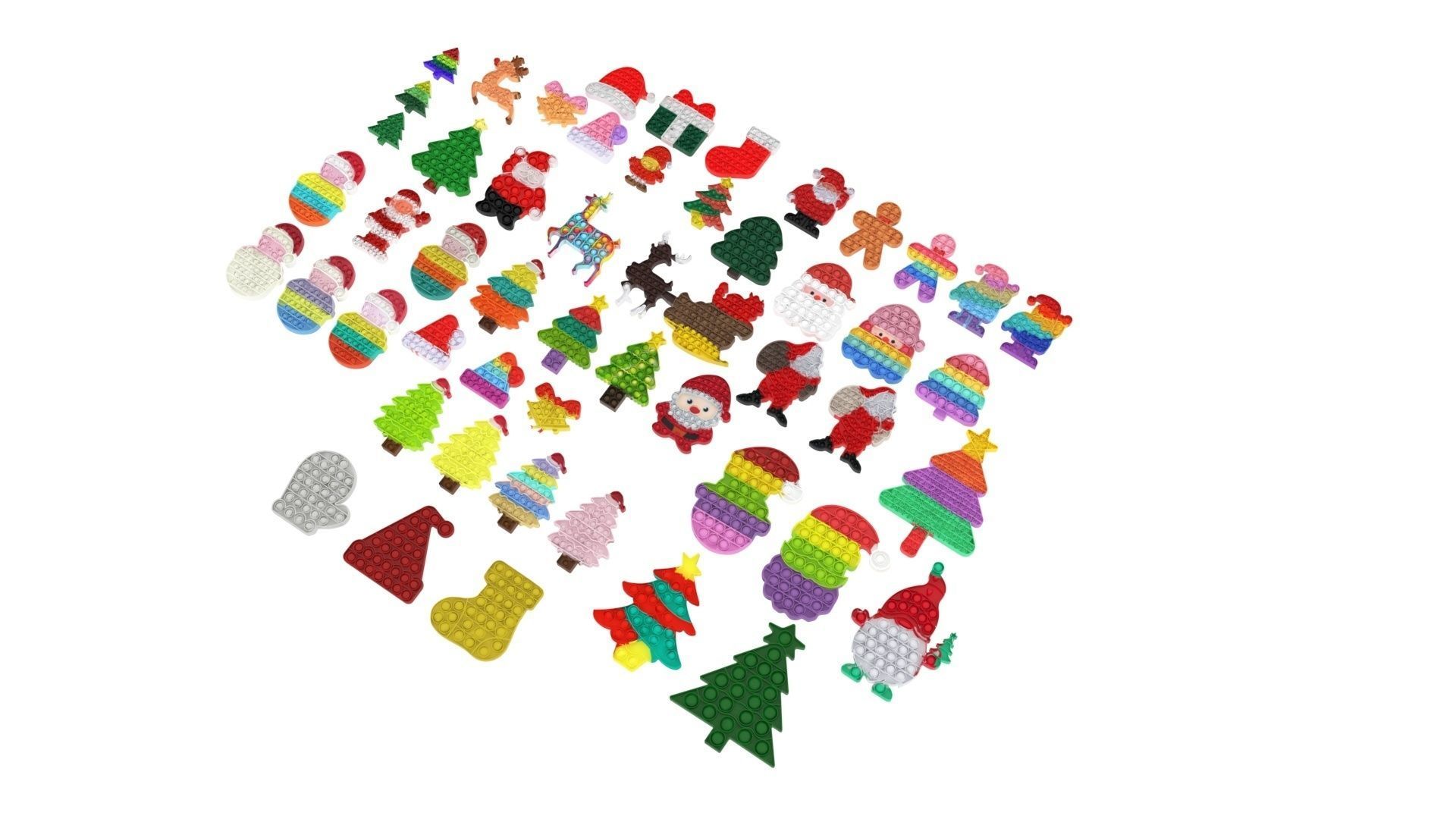 Christmas Pop It Fidget Toys Set 3D model_1