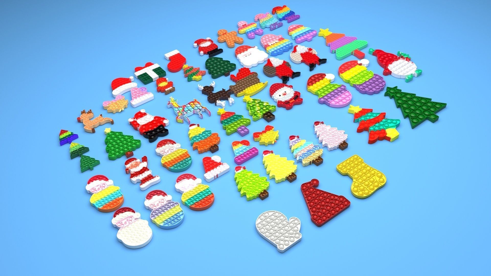 Christmas Pop It Fidget Toys Set 3D model_37