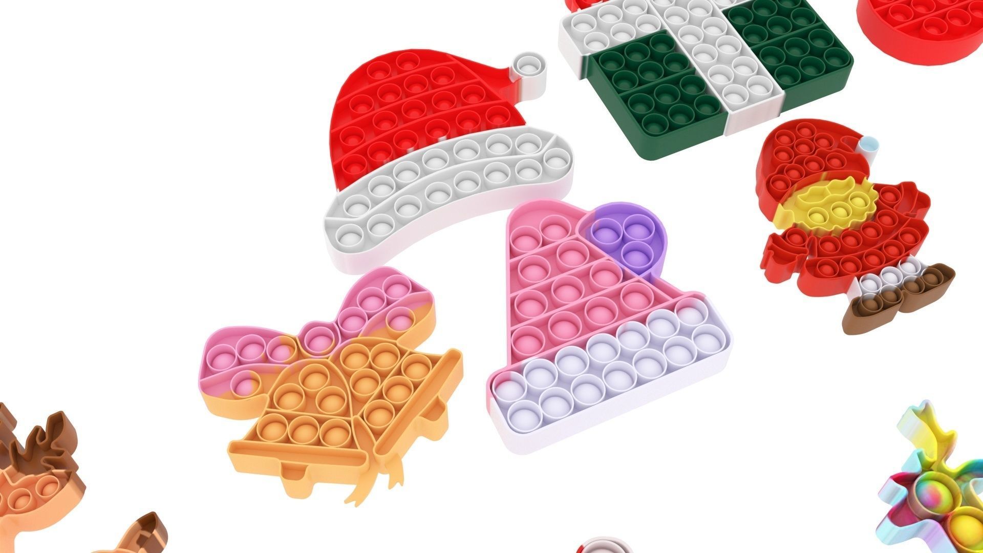 Christmas Pop It Fidget Toys Set 3D model_13