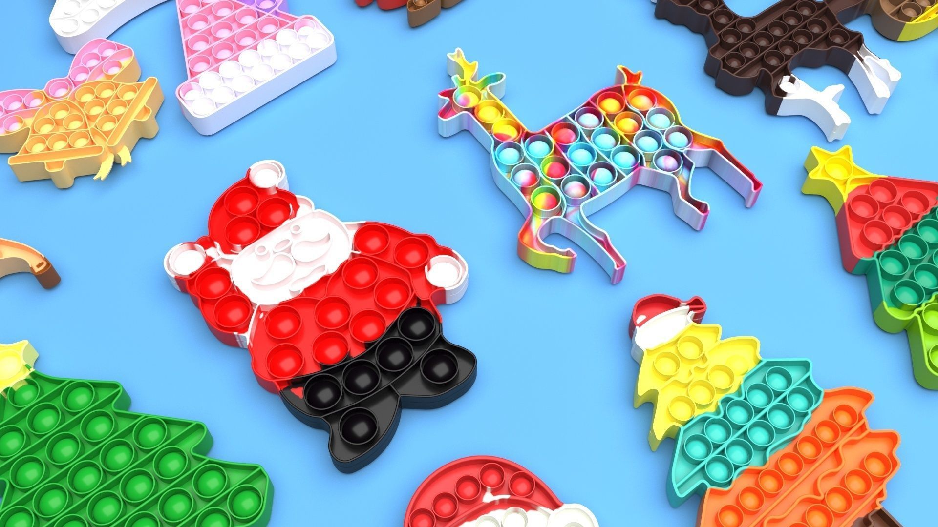 Christmas Pop It Fidget Toys Set 3D model_42