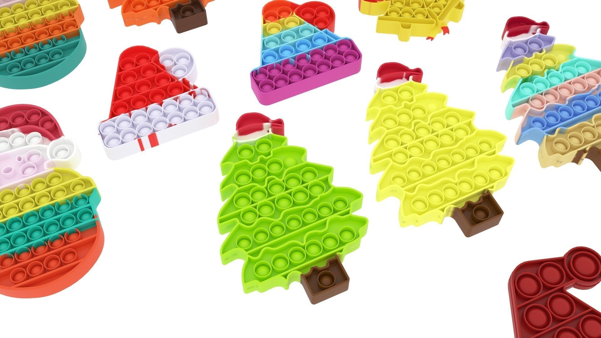Christmas Pop It Fidget Toys Set 3D model_16