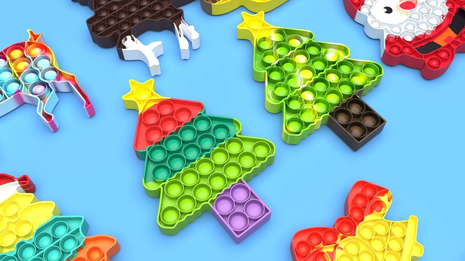 Christmas Pop It Fidget Toys Set 3D model_40
