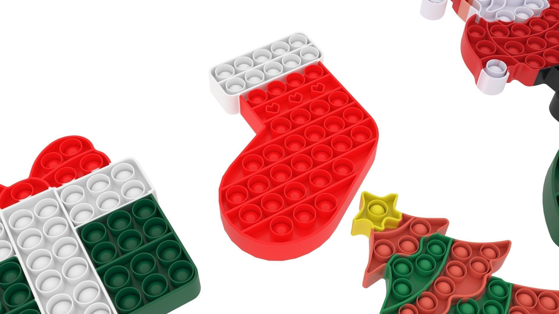 Christmas Pop It Fidget Toys Set 3D model_10