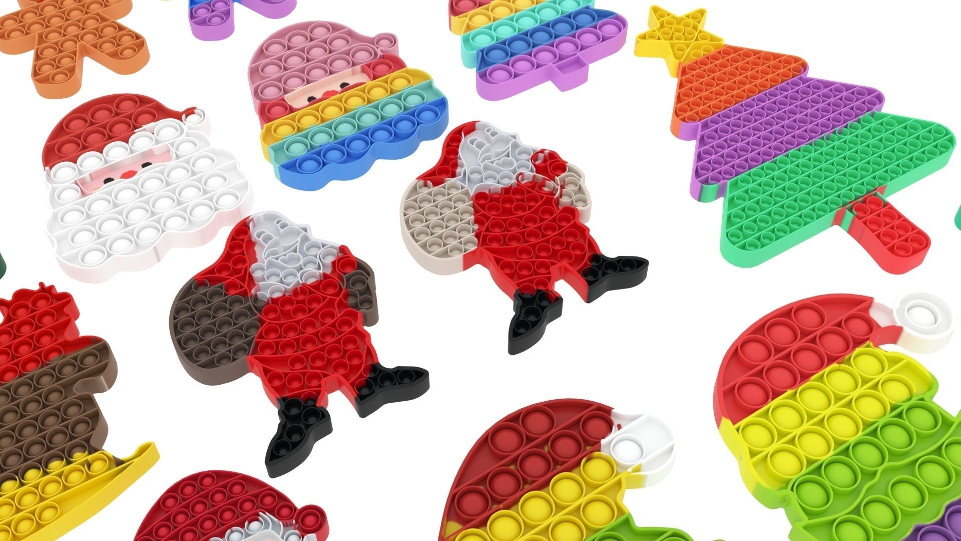 Christmas Pop It Fidget Toys Set 3D model_7