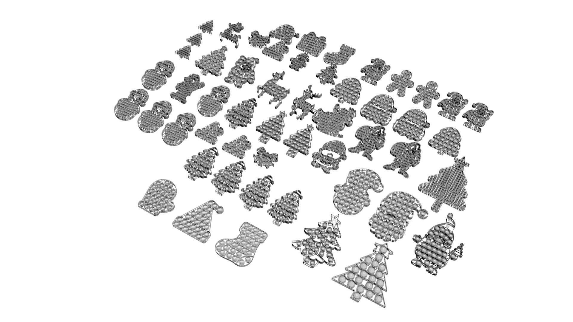 Christmas Pop It Fidget Toys Set 3D model_24