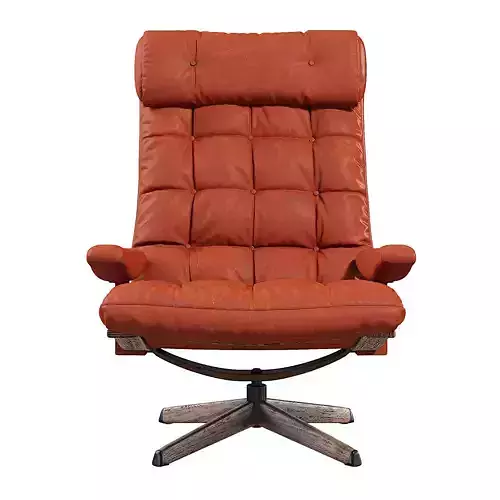 Brown Leather Swivel Chair by Gote Mobler