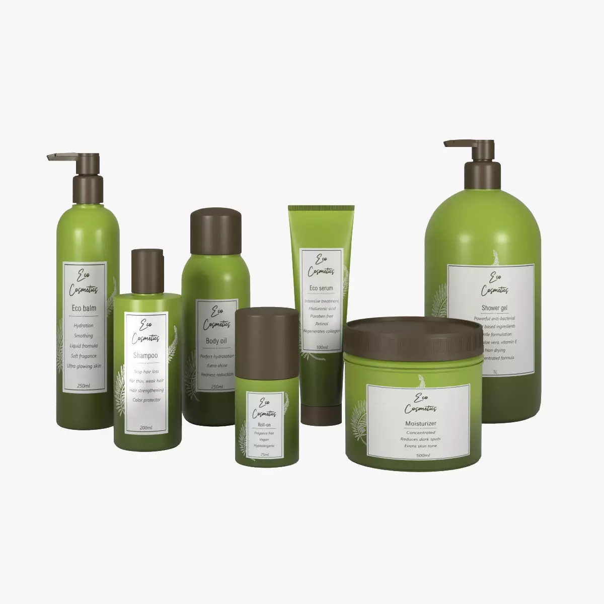 Collection of Cosmetic Packaging 3D model_0