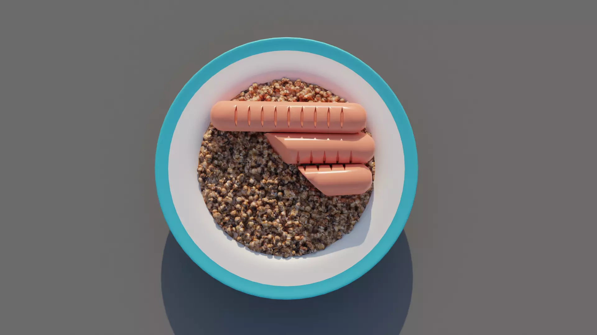 Buckwheat Porridge Bowl food and sausages Free 3D model