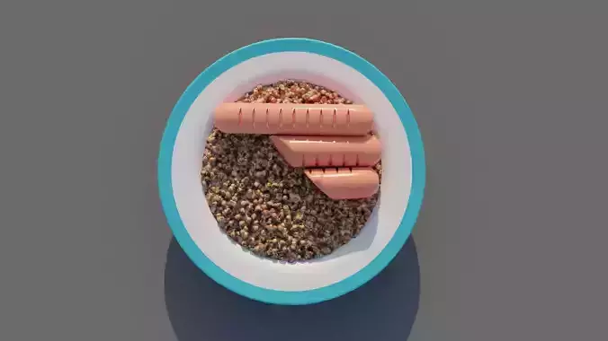 Buckwheat Porridge Bowl food and sausages