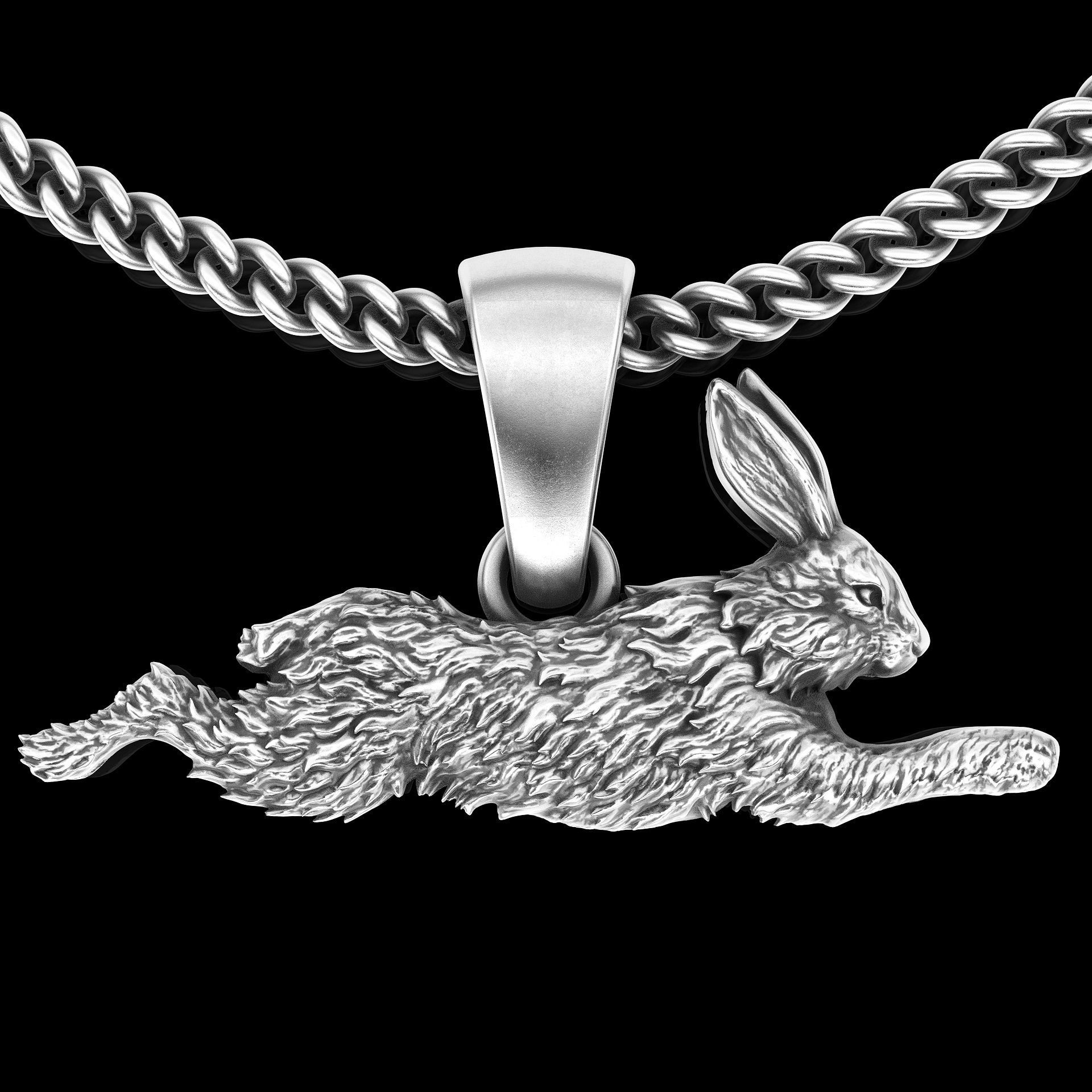 Rabbit  pendant silver gold printable jewelry 3D model 3D print model_2