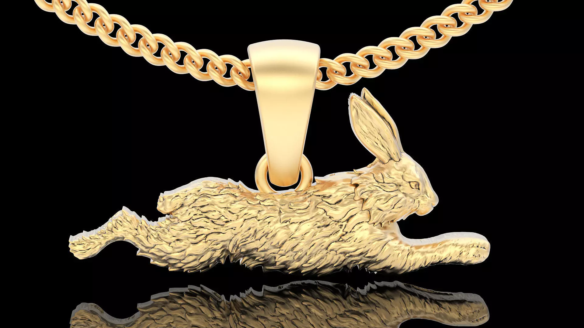 Rabbit  pendant silver gold printable jewelry 3D model 3D print model_0