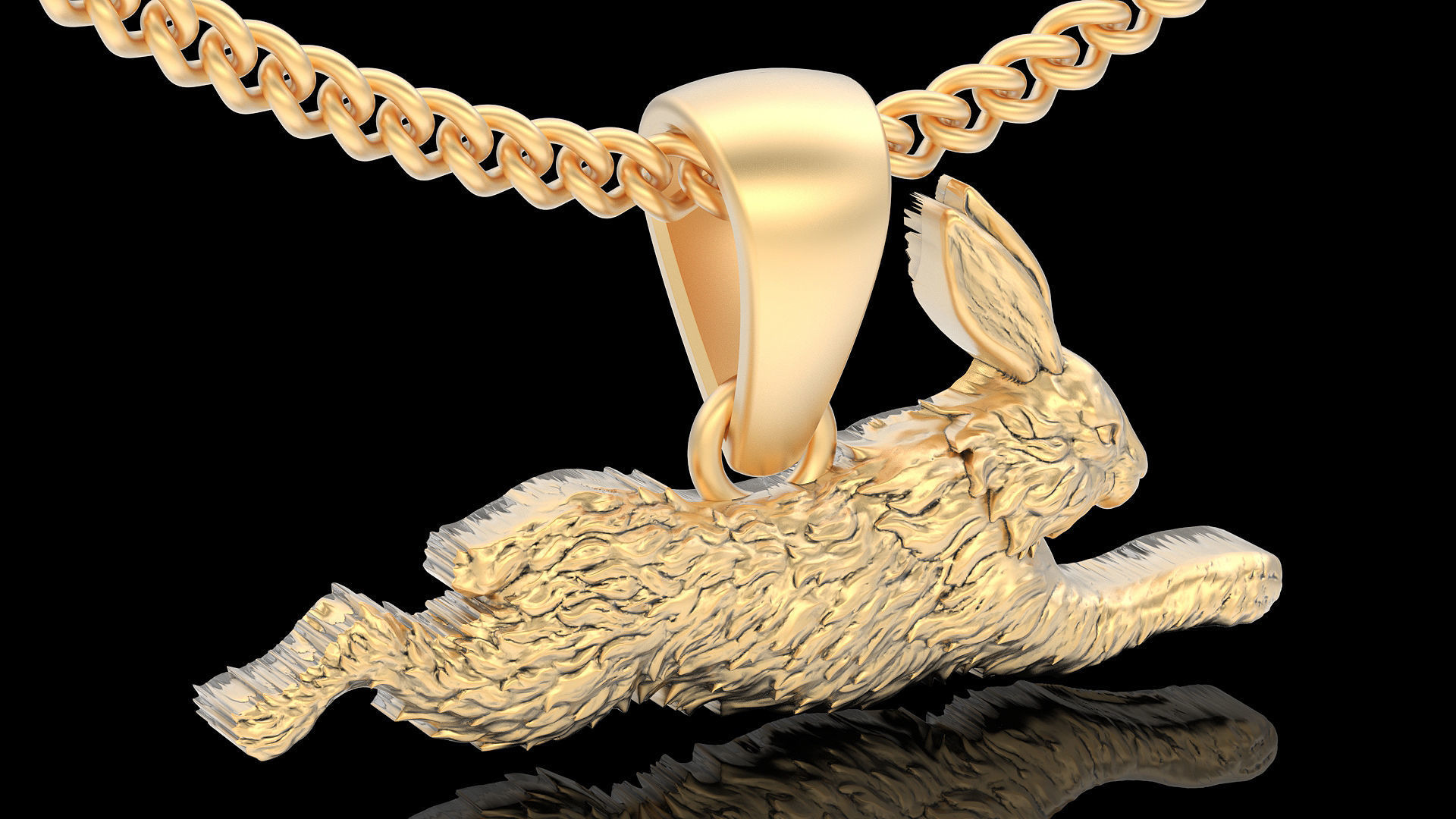 Rabbit  pendant silver gold printable jewelry 3D model 3D print model_5