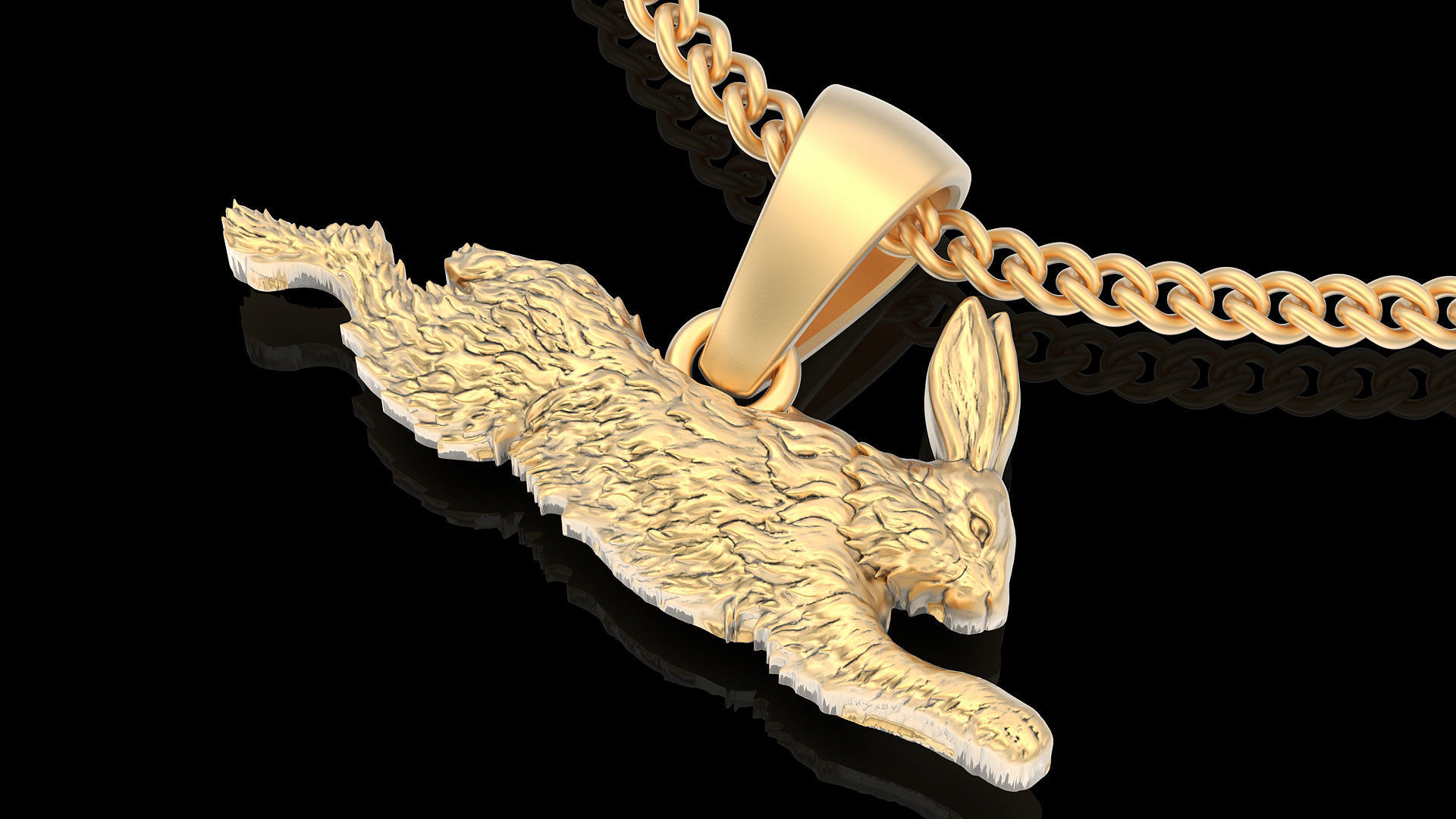 Rabbit  pendant silver gold printable jewelry 3D model 3D print model_4
