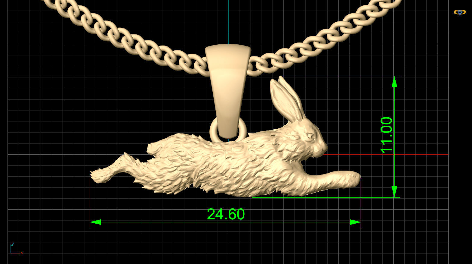 Rabbit  pendant silver gold printable jewelry 3D model 3D print model_8