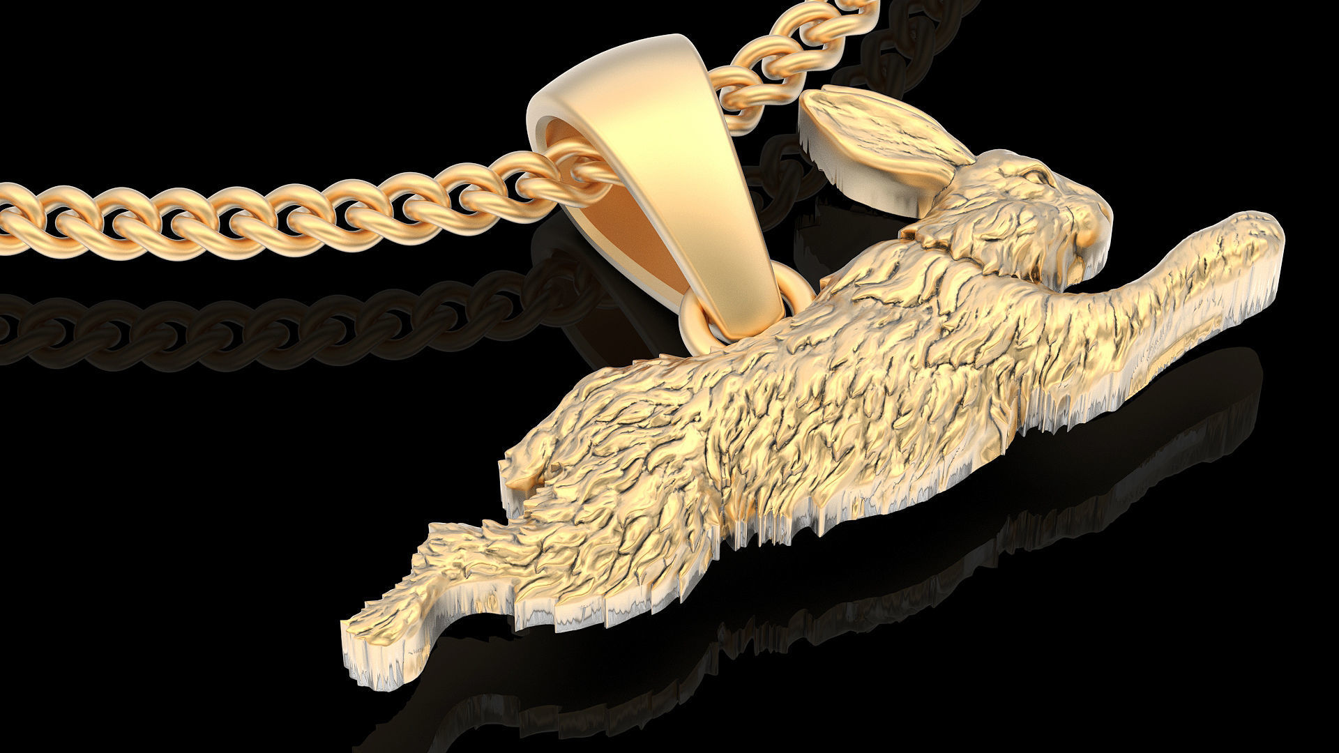 Rabbit  pendant silver gold printable jewelry 3D model 3D print model_3