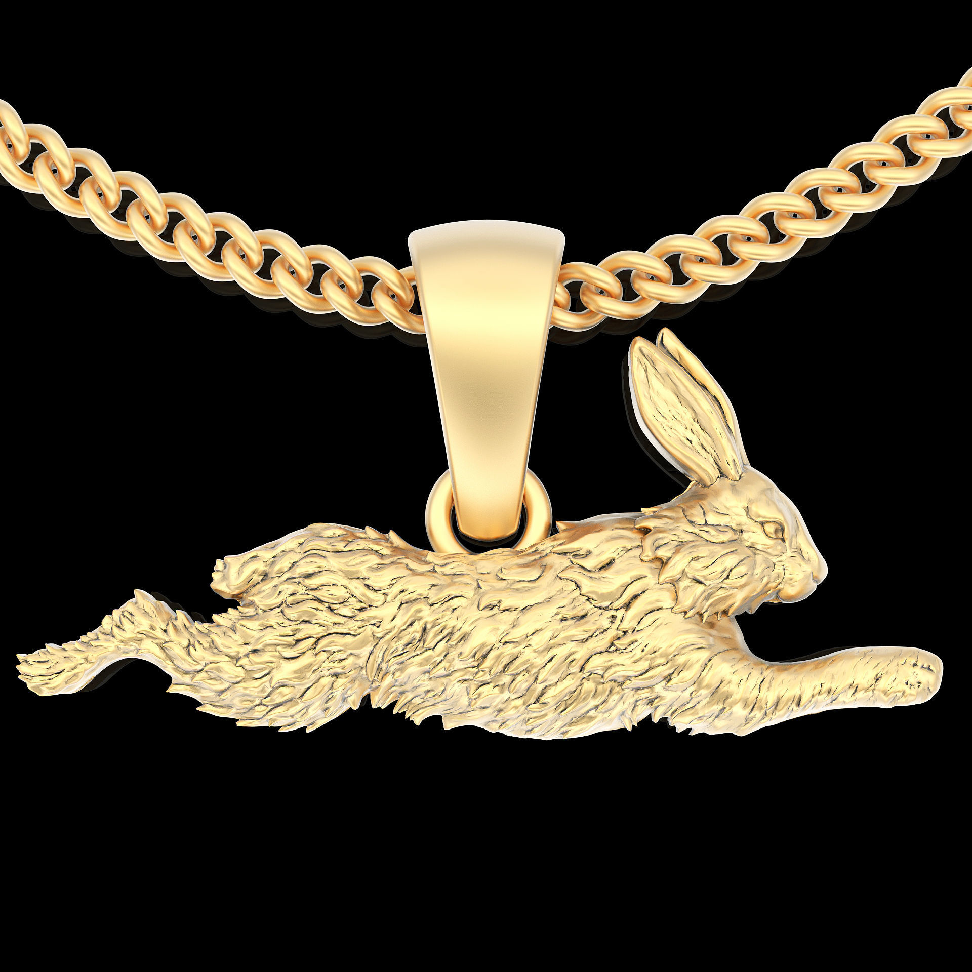 Rabbit  pendant silver gold printable jewelry 3D model 3D print model_1