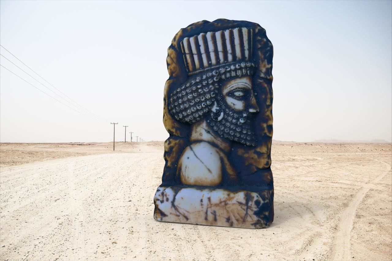 King Darius stone relief 3D model_7