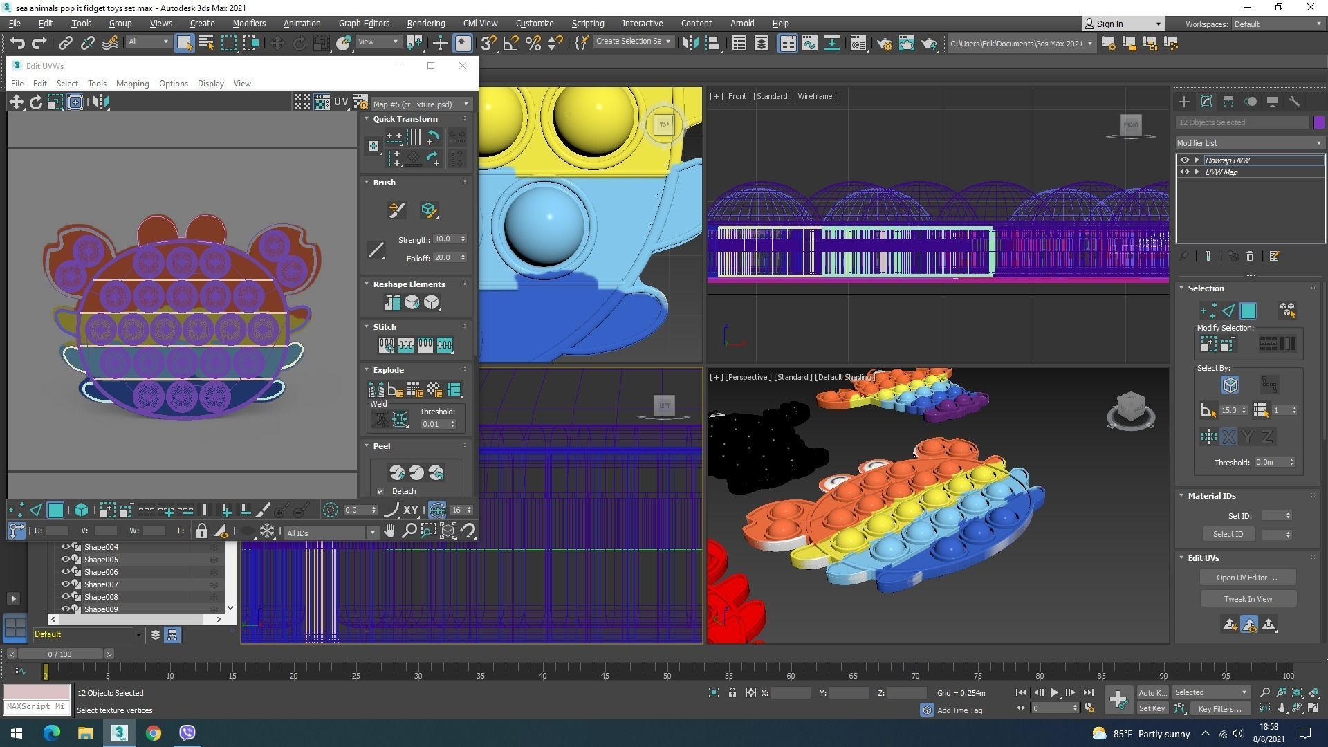 Lobster And Crab Pop It Fidget Toys Set 3D model_35