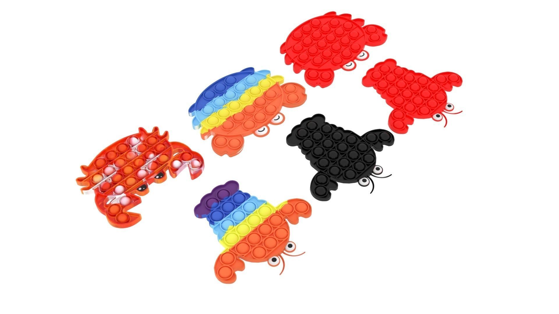 Lobster And Crab Pop It Fidget Toys Set 3D model_4