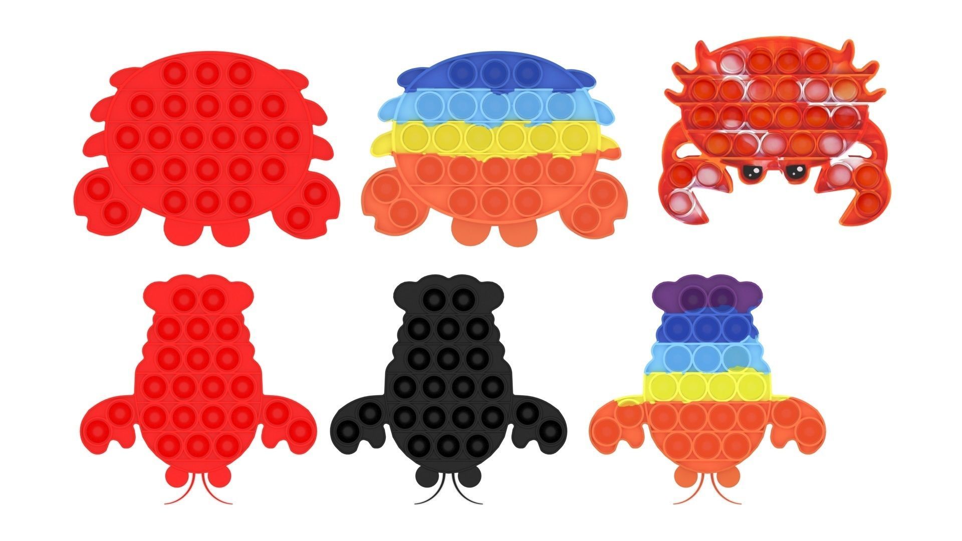 Lobster And Crab Pop It Fidget Toys Set 3D model_13