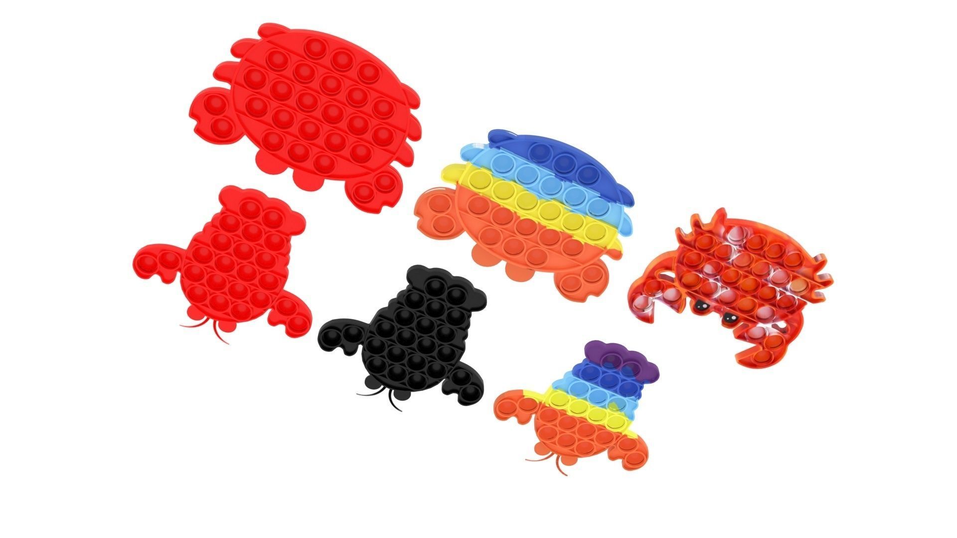 Lobster And Crab Pop It Fidget Toys Set 3D model_5