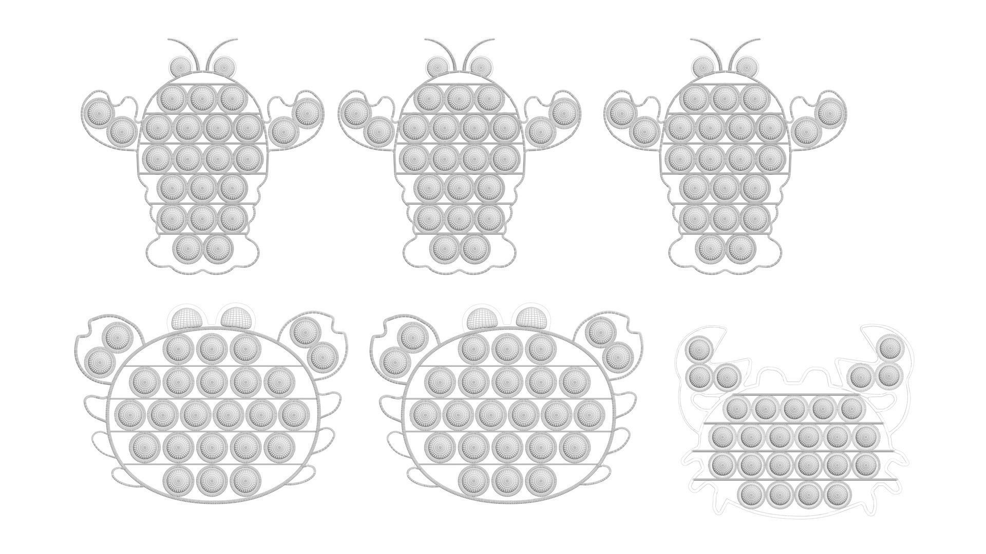 Lobster And Crab Pop It Fidget Toys Set 3D model_27