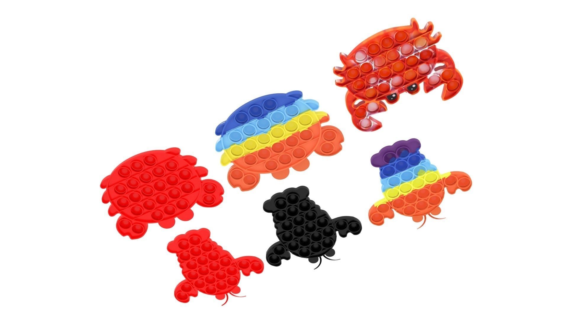 Lobster And Crab Pop It Fidget Toys Set 3D model_7