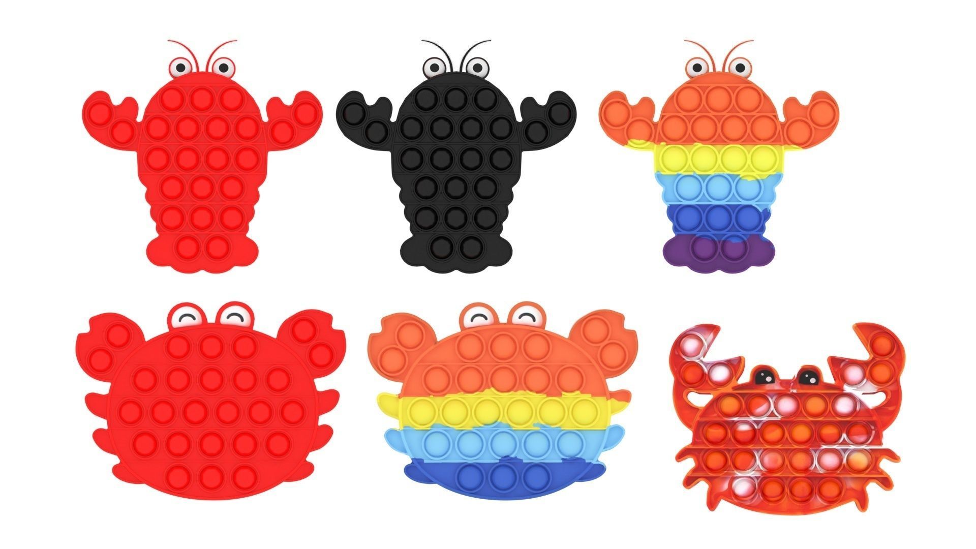 Lobster And Crab Pop It Fidget Toys Set 3D model_12