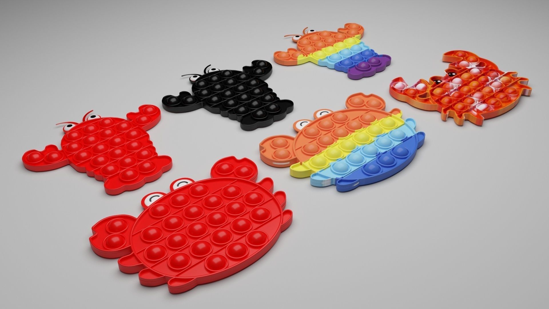 Lobster And Crab Pop It Fidget Toys Set 3D model_29