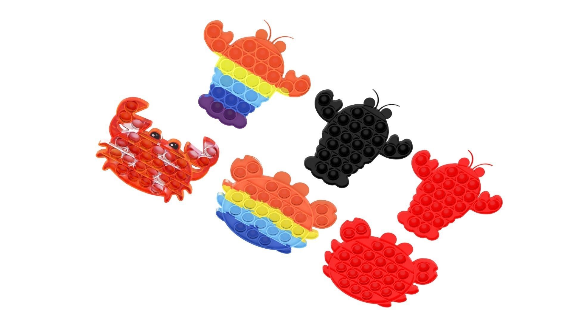 Lobster And Crab Pop It Fidget Toys Set 3D model_8