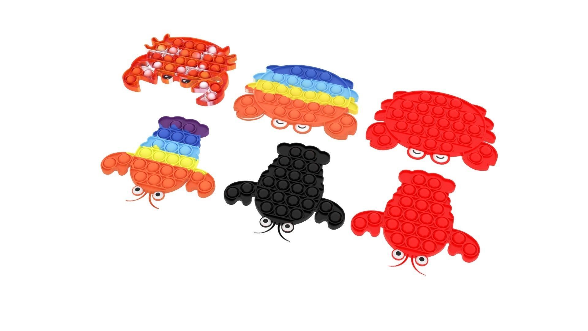 Lobster And Crab Pop It Fidget Toys Set 3D model_3