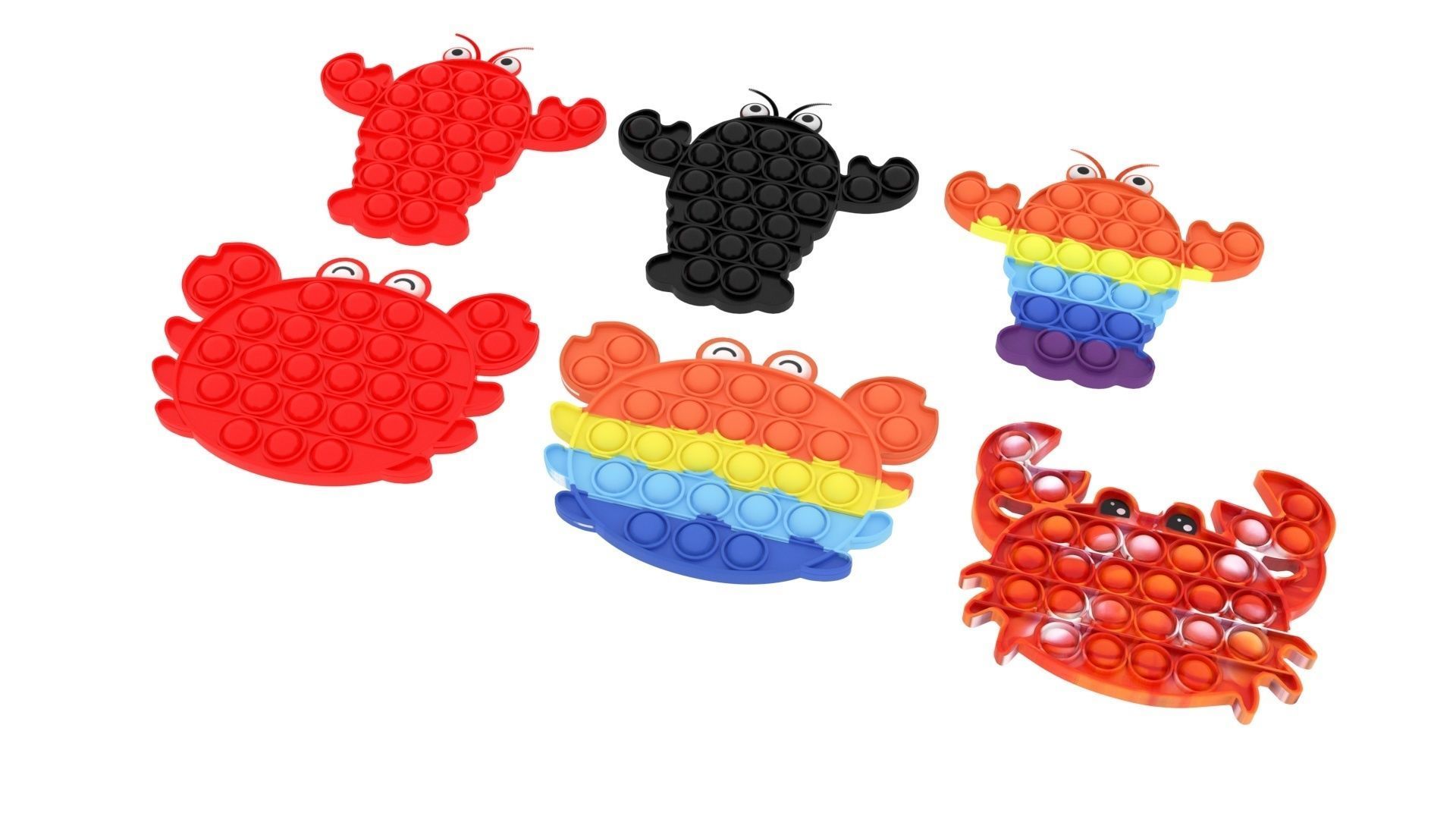 Lobster And Crab Pop It Fidget Toys Set 3D model_1