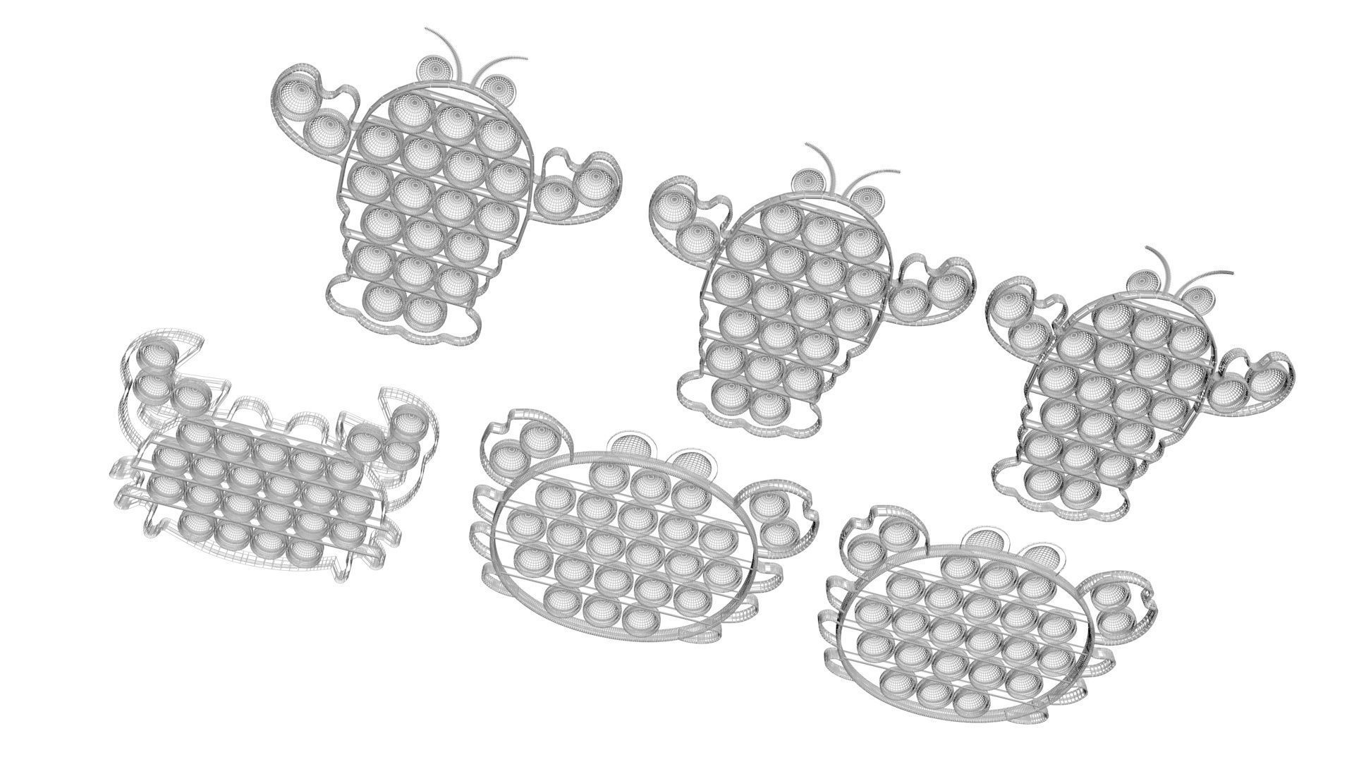 Lobster And Crab Pop It Fidget Toys Set 3D model_26